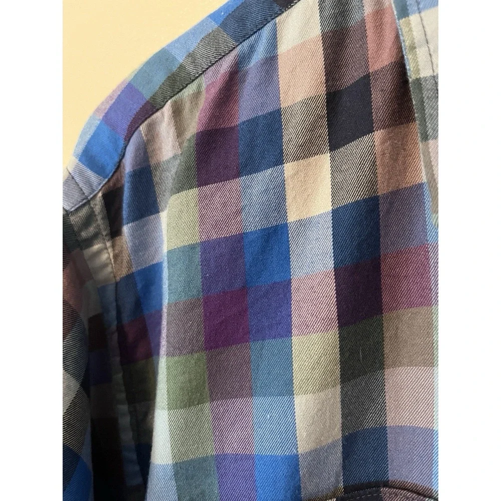 Patagonia Organic Cotton Plaid Button up Shirt Colorful Blue Purple Men's Medium